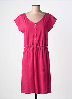 Robe mi-longue manches courtes manches courtes rose KATMAI femme