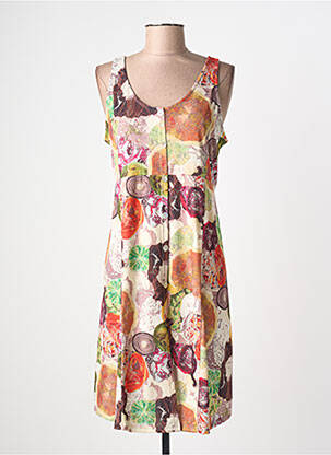 Robe mi-longue coupe fluide sans manche vert GEVANA femme
