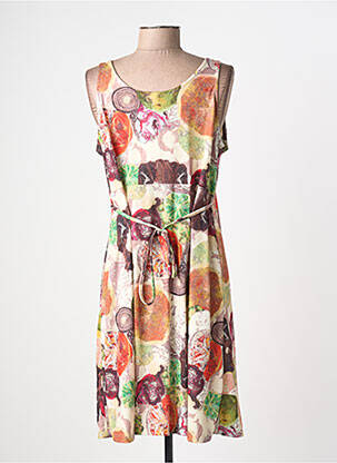 Robe mi-longue coupe fluide sans manche vert GEVANA femme