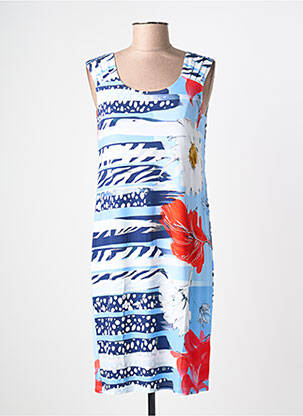Robe mi-longue imprimé fantaisie sans manche bleu TELMAIL femme