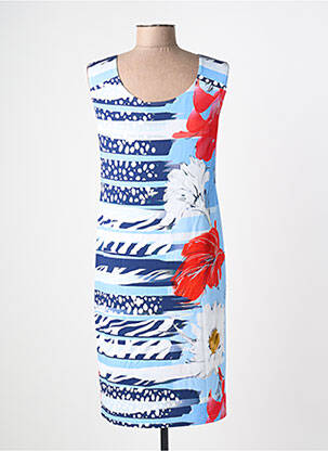 Robe mi-longue imprimé fantaisie sans manche bleu TELMAIL femme