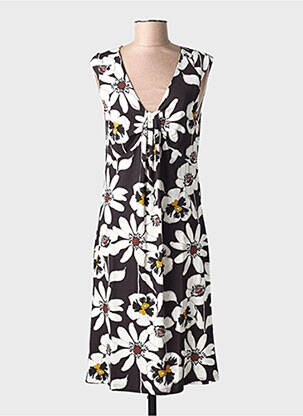 Robe mi-longue imprimé fleurs sans manche noir TELMAIL femme