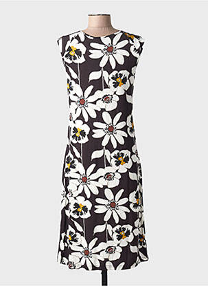 Robe mi-longue imprimé fleurs sans manche noir TELMAIL femme