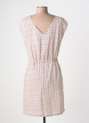 Robe mi-longue imprimé fantaisie sans manche rose C'EST BEAU LA VIE femme