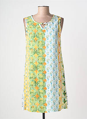 Robe mi-longue coupe fluide sans manche vert MASSANA femme