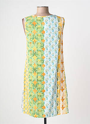 Robe mi-longue coupe fluide sans manche vert MASSANA femme