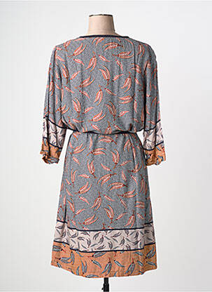 Robe mi-longue coupe fluide manches longues bleu GRIFFON femme