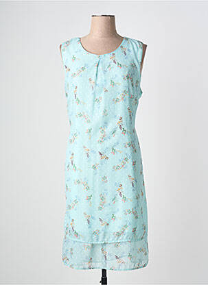 Robe mi-longue coupe fluide sans manche bleu GRIFFON femme