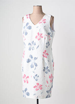 Robe mi-longue imprimé fleurs sans manche blanc GREGORY PAT femme