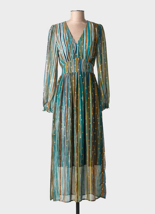 Robe longue manches longues manches longues bleu IKOONE&BIANKA femme