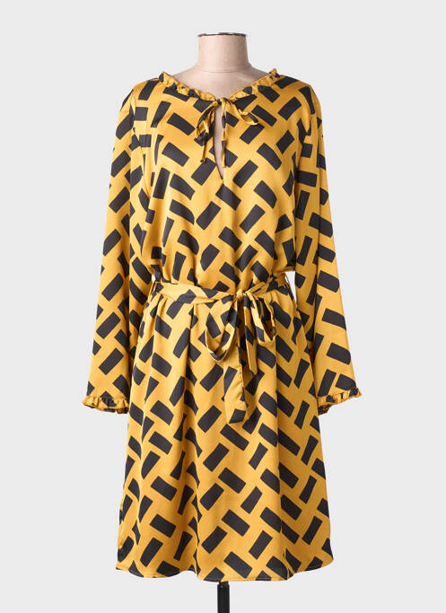 Robe mi-longue coupe fluide manches longues jaune NOOGAT femme