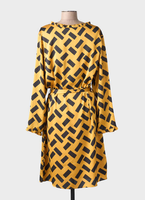 Robe mi-longue coupe fluide manches longues jaune NOOGAT femme