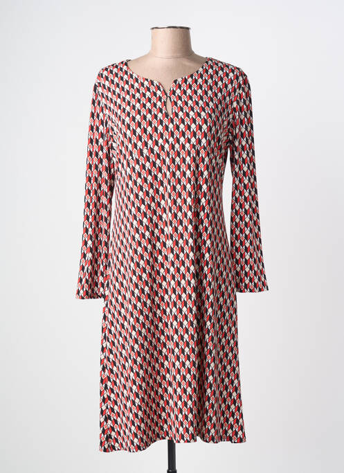 Robe mi-longue coupe fluide manches longues rouge GEVANA femme