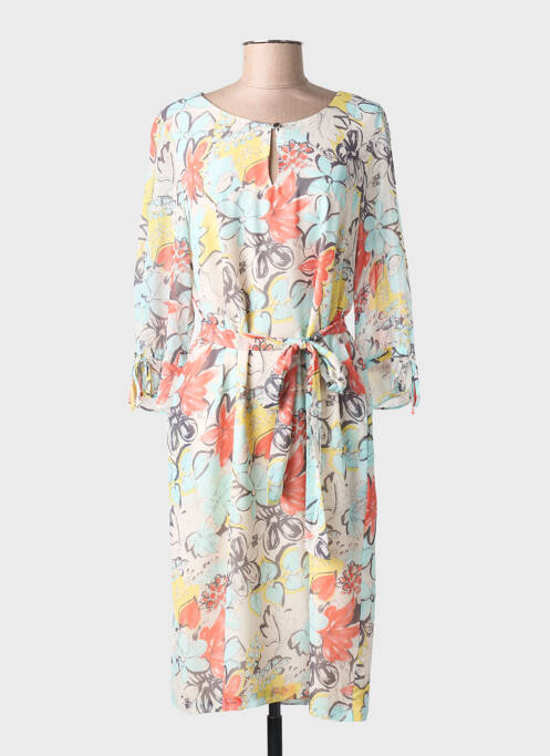 Robe mi-longue imprimé fantaisie manches longues bleu REVER MILE femme