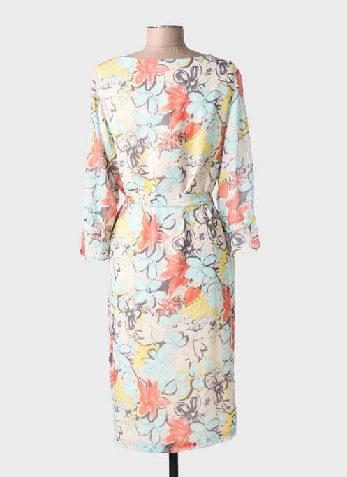 Robe mi-longue imprimé fantaisie manches longues bleu REVER MILE femme