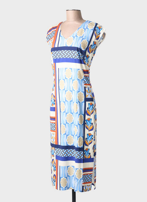 Robe longue imprimé fantaisie manches courtes bleu GREGORY PAT femme