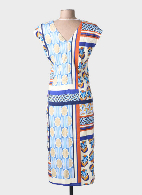 Robe longue imprimé fantaisie manches courtes bleu GREGORY PAT femme