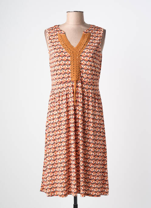 Robe mi-longue imprimé fantaisie sans manche orange DIANE LAURY femme