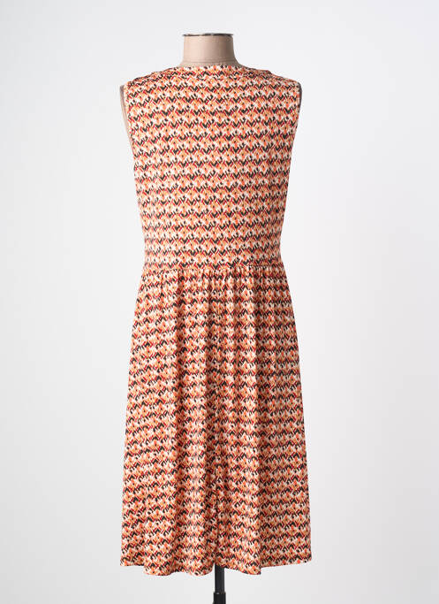 Robe mi-longue imprimé fantaisie sans manche orange DIANE LAURY femme