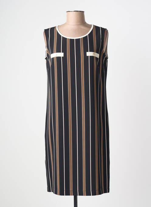 Robe mi-longue tissage crêpe sans manche noir TELMAIL femme