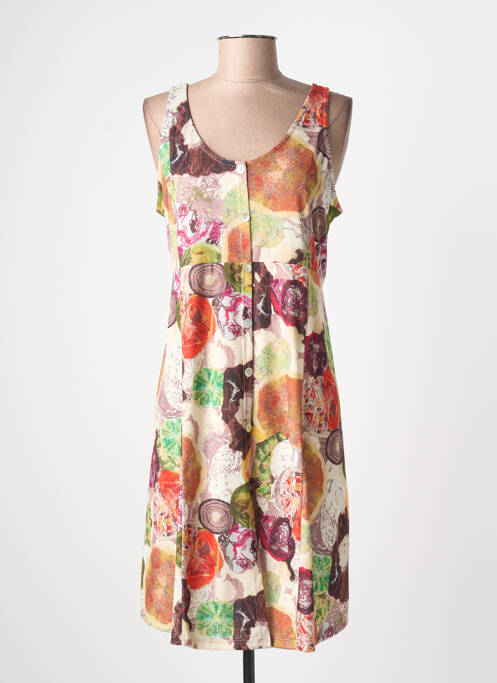 Robe mi-longue coupe fluide sans manche vert GEVANA femme