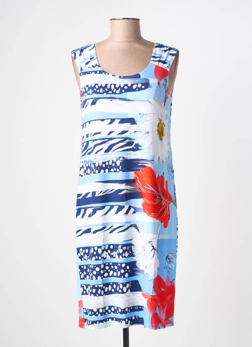 Robe mi-longue imprimé fantaisie sans manche bleu TELMAIL femme