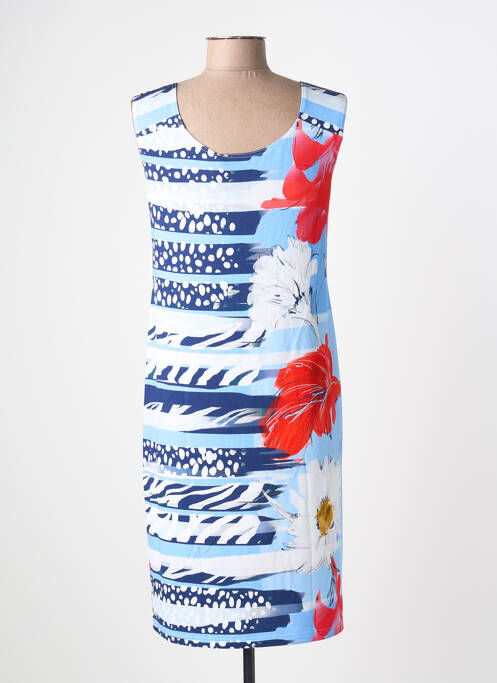 Robe mi-longue imprimé fantaisie sans manche bleu TELMAIL femme