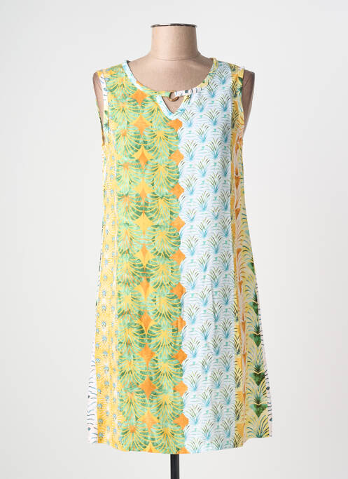 Robe mi-longue coupe fluide sans manche vert MASSANA femme