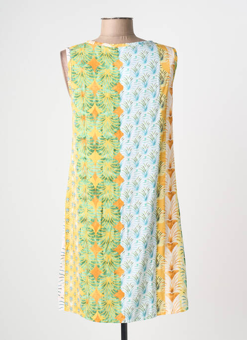 Robe mi-longue coupe fluide sans manche vert MASSANA femme