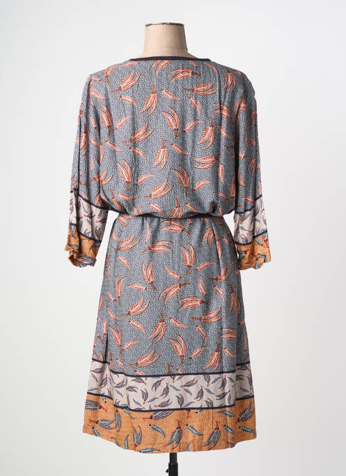 Robe mi-longue coupe fluide manches longues bleu GRIFFON femme