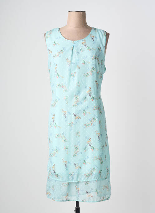 Robe mi-longue coupe fluide sans manche bleu GRIFFON femme