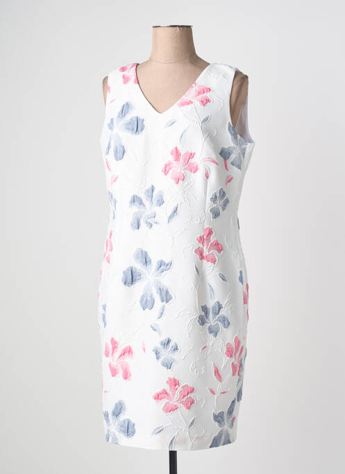 Robe mi-longue imprimé fleurs sans manche blanc GREGORY PAT femme