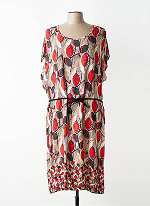 Robe mi-longue imprimé fantaisie manches courtes rouge GRIFFON femme