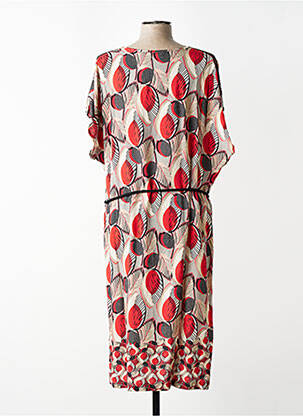 Robe mi-longue imprimé fantaisie manches courtes rouge GRIFFON femme