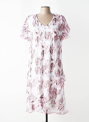Robe mi-longue imprimé fantaisie manches courtes rose VALMODE femme