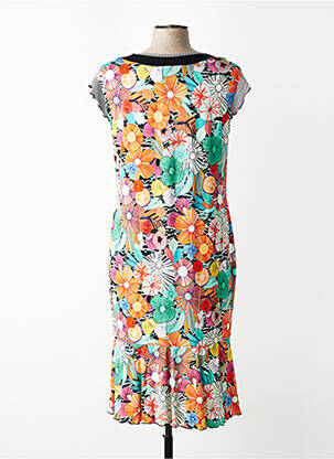 Robe mi-longue imprimé fleurs sans manche orange TELMAIL femme