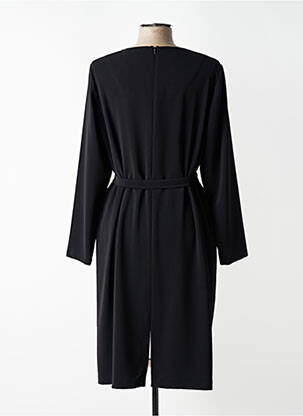 Robe mi-longue tissage crêpe manches longues noir JEAN DELFIN femme