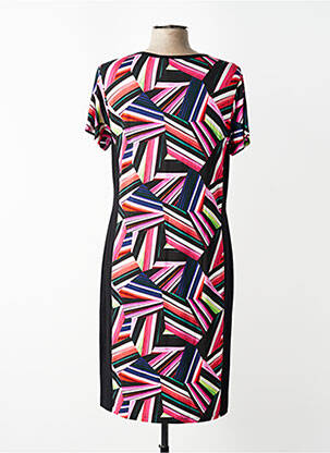 Robe mi-longue imprimé fantaisie manches courtes noir TELMAIL femme