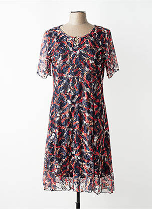 Robe mi-longue coupe fluide manches courtes bleu PLURIELLES femme