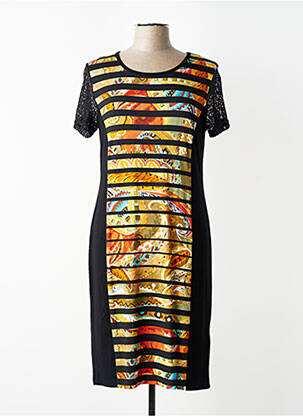 Robe mi-longue manches courtes manches courtes noir TELMAIL femme