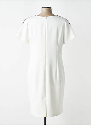 Robe mi-longue imprimé fleurs manches courtes blanc FRANCE RIVOIRE femme