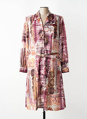 Robe mi-longue imprimé fantaisie manches longues rouge VALMODE femme