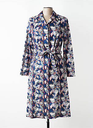 Robe mi-longue imprimé fantaisie manches longues bleu VALMODE femme