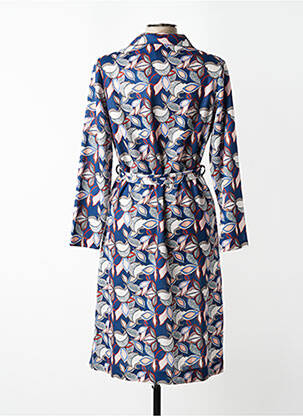 Robe mi-longue imprimé fantaisie manches longues bleu VALMODE femme