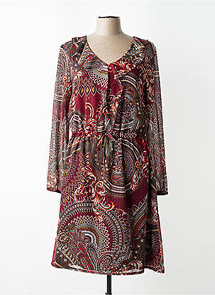 Robe mi-longue coupe fluide manches longues rouge DIANE LAURY femme