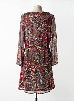 Robe mi-longue coupe fluide manches longues rouge DIANE LAURY femme