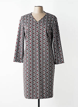 Robe mi-longue imprimé fantaisie manches longues rouge GEVANA femme