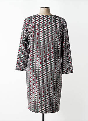 Robe mi-longue imprimé fantaisie manches longues rouge GEVANA femme