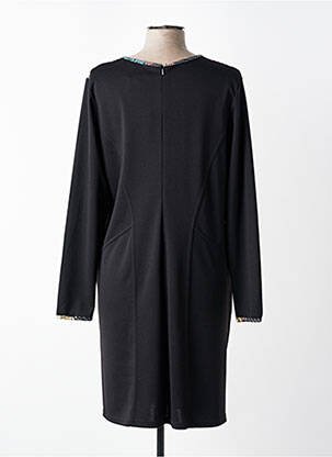 Robe mi-longue imprimé fantaisie manches longues noir PLURIELLES femme