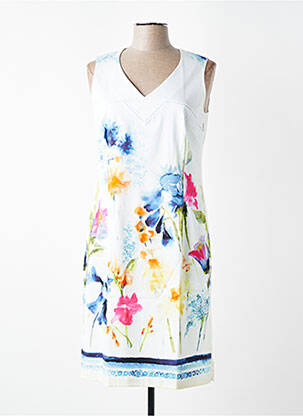 Robe mi-longue imprimé fleurs sans manche blanc JEAN DELFIN femme